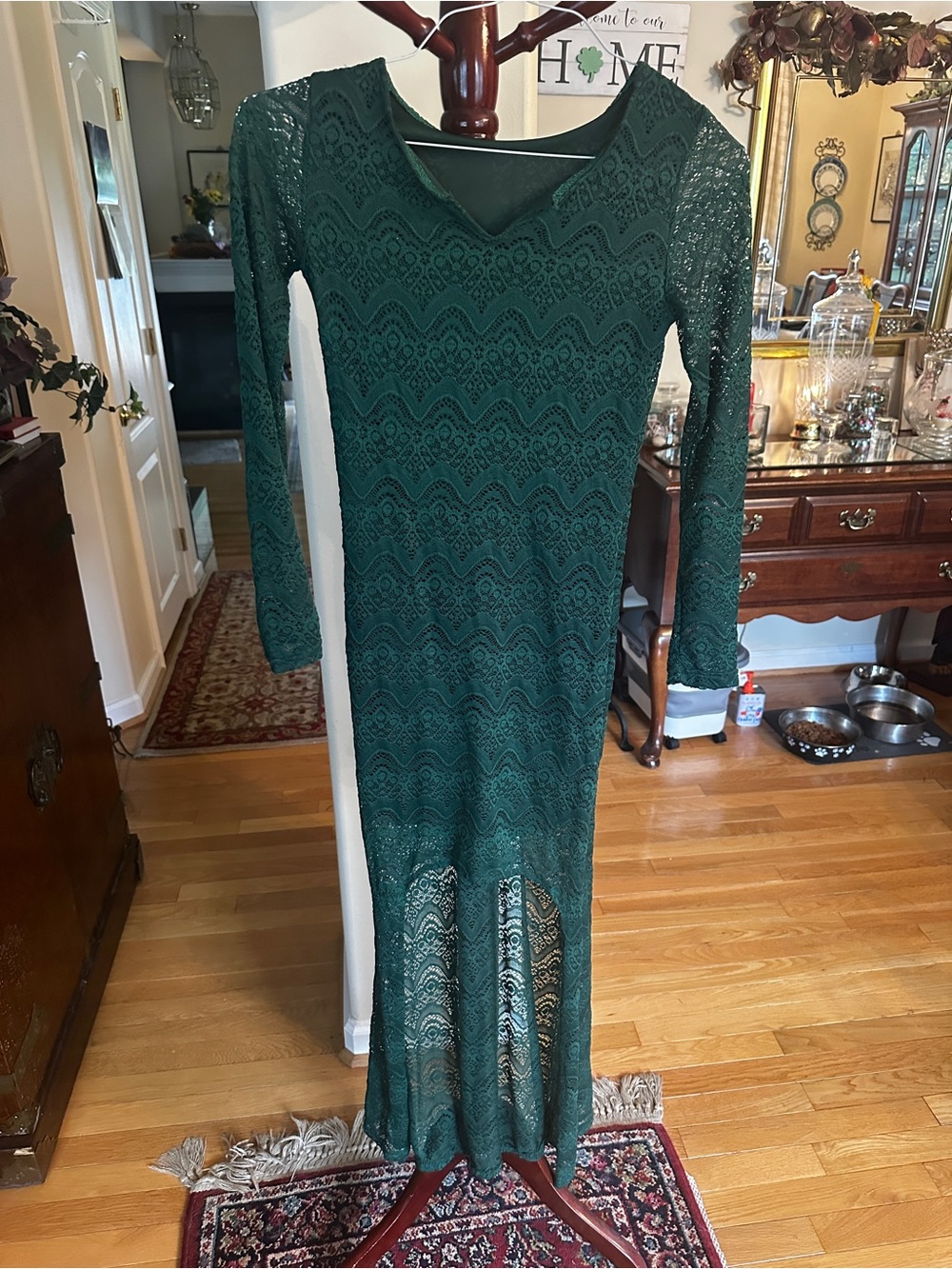 Windsor Forest Green Lace Maxi Dress